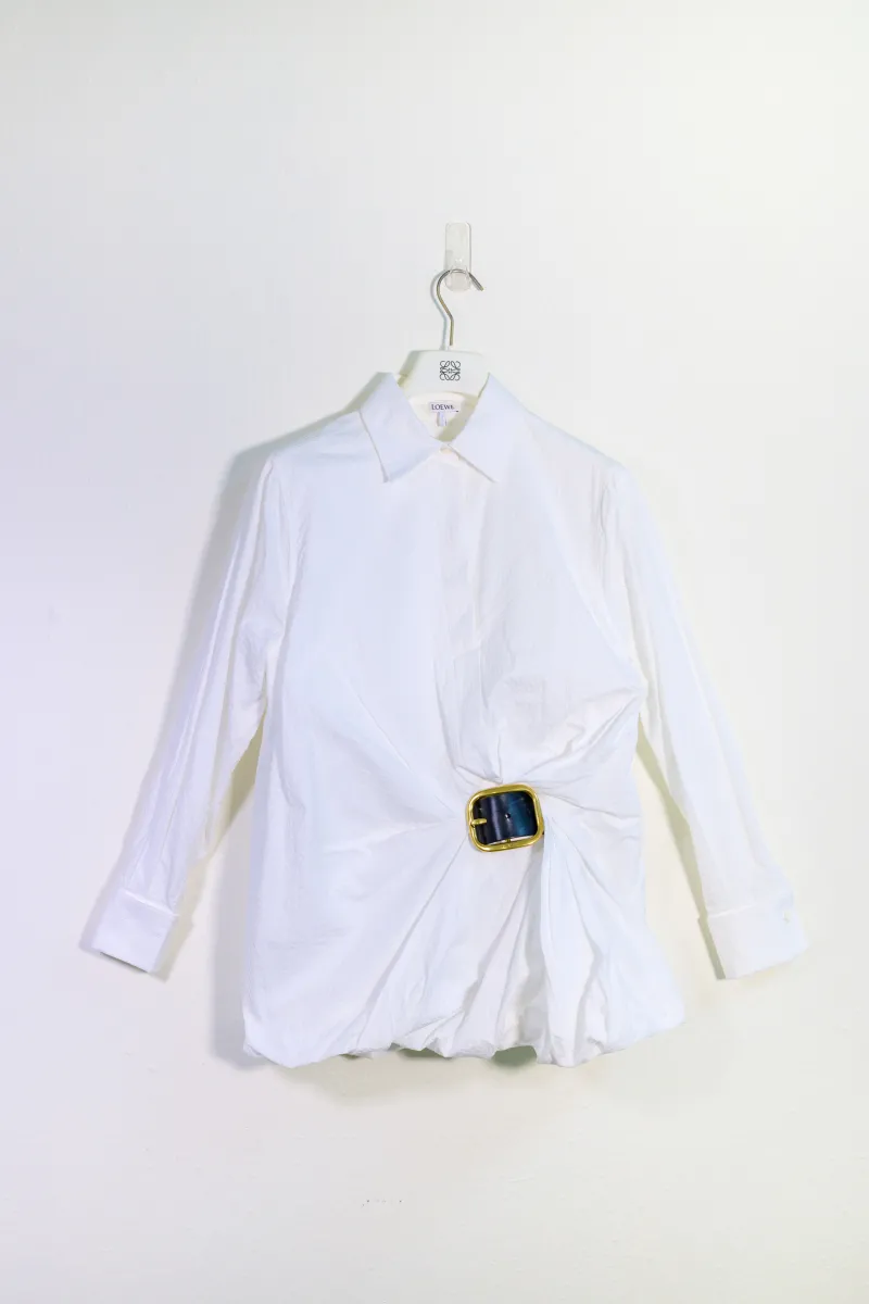 LOEWE LEATHER BELTED COTTON SHIRT