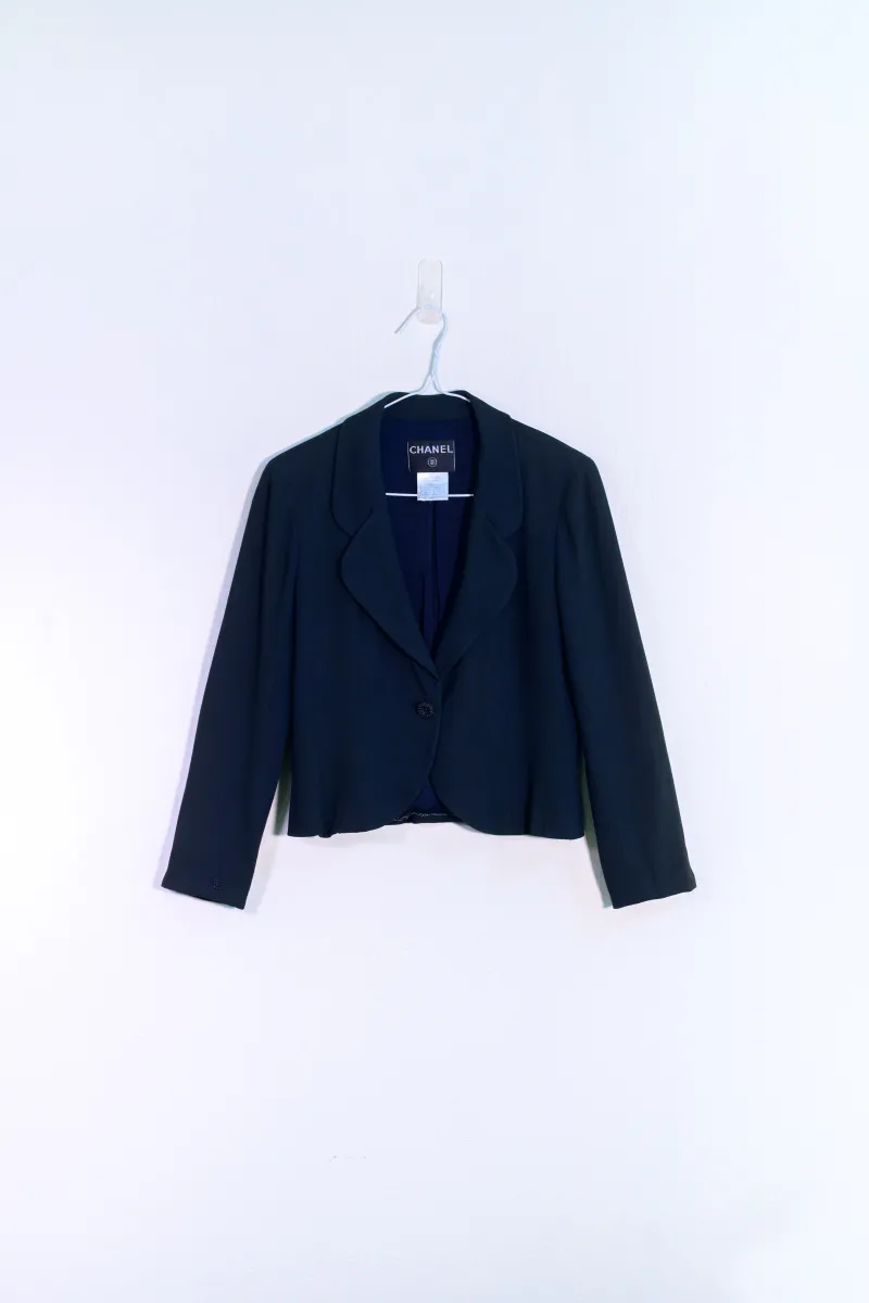 CHANEL FINE WOOL BLACK PANTSUIT