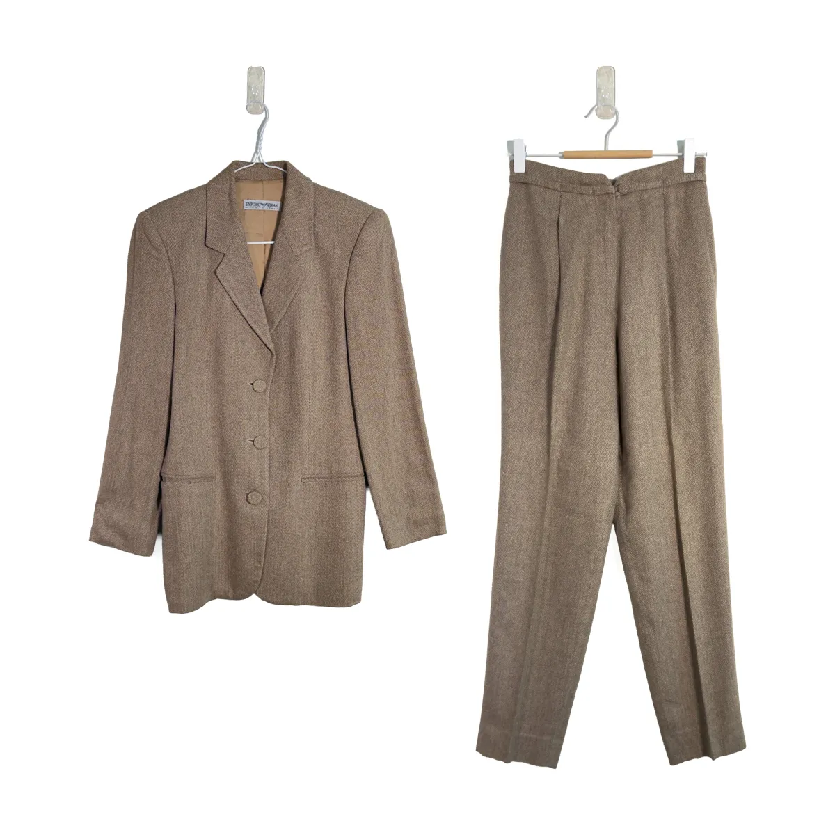 EMPORIO ARMANI WOOL SUIT IN HERRINGBONE