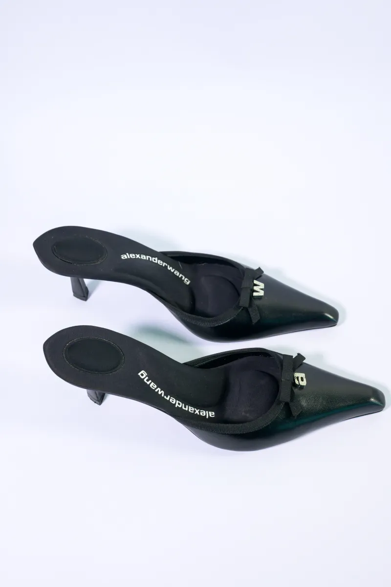 ALEXANDER WANG BLACK LEATHER MULES