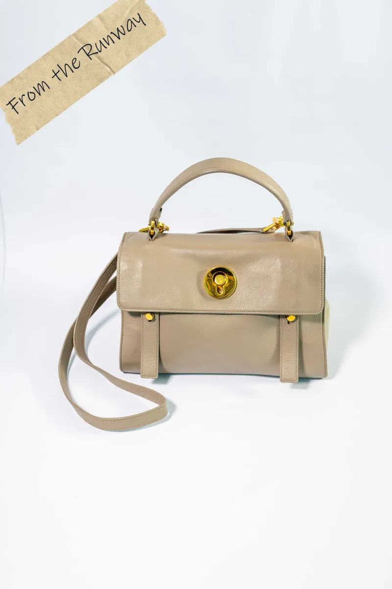 YVES SAINT LAURENT MUSE GREY LEATHER BAG
